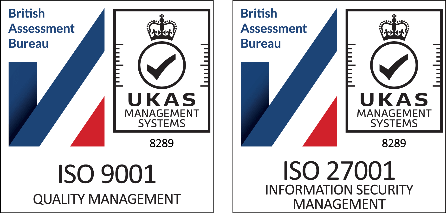 ISO 9001 and 27001 Certification Badges